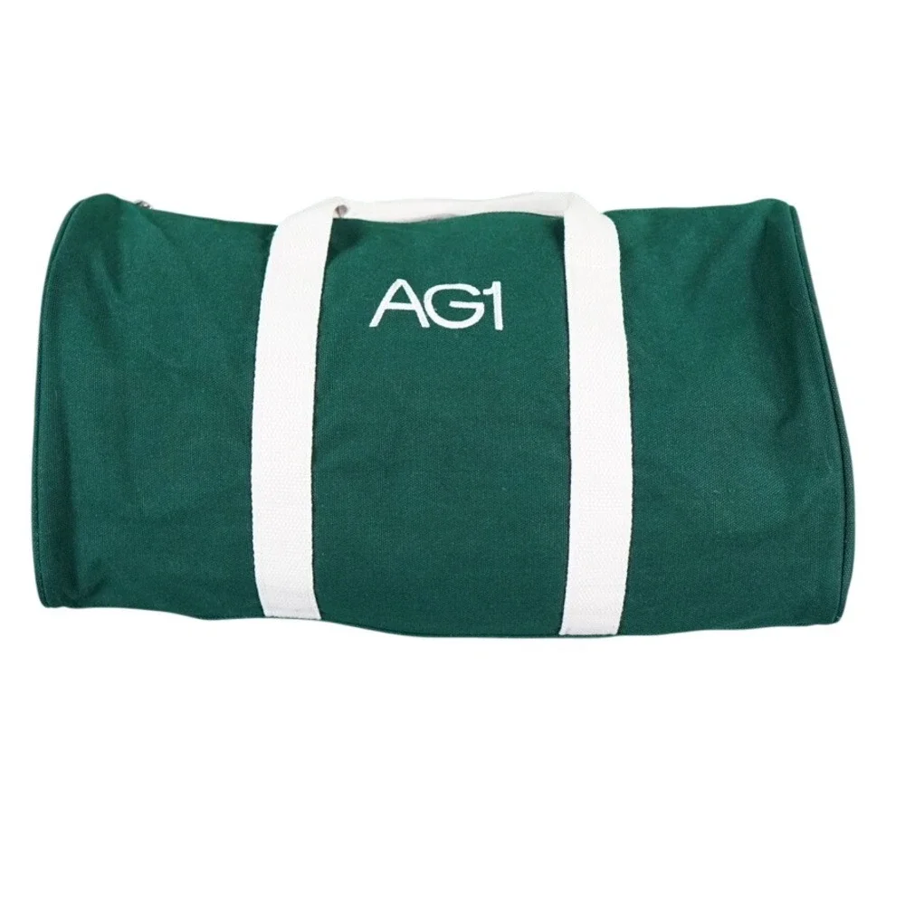 AG1 Duffle Bag Unisex Medium Green Canvas Athletic Greens Gym Travel Bag